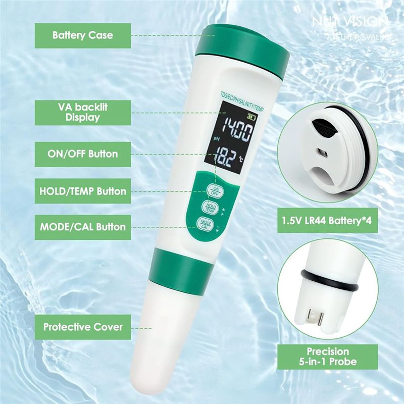 AT02-5 In1 Dijital PH Ölçer So - Ec Meter Digital incelemesi ve fiyatı
